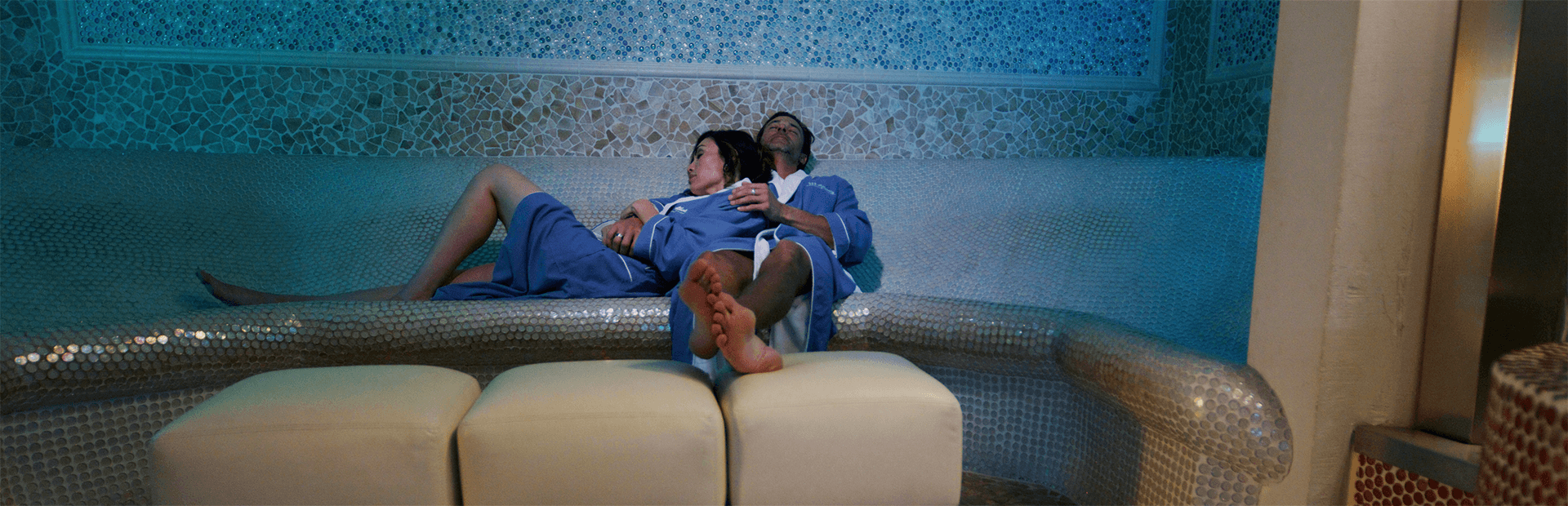 Couple relaxing in Brine Room